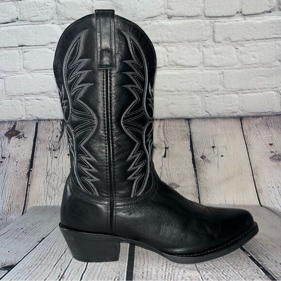 ✅SOLD✅ Laredo Western Birchwood Black Leather Cowboy Boots Size 10.5 - Picture 15 of 17